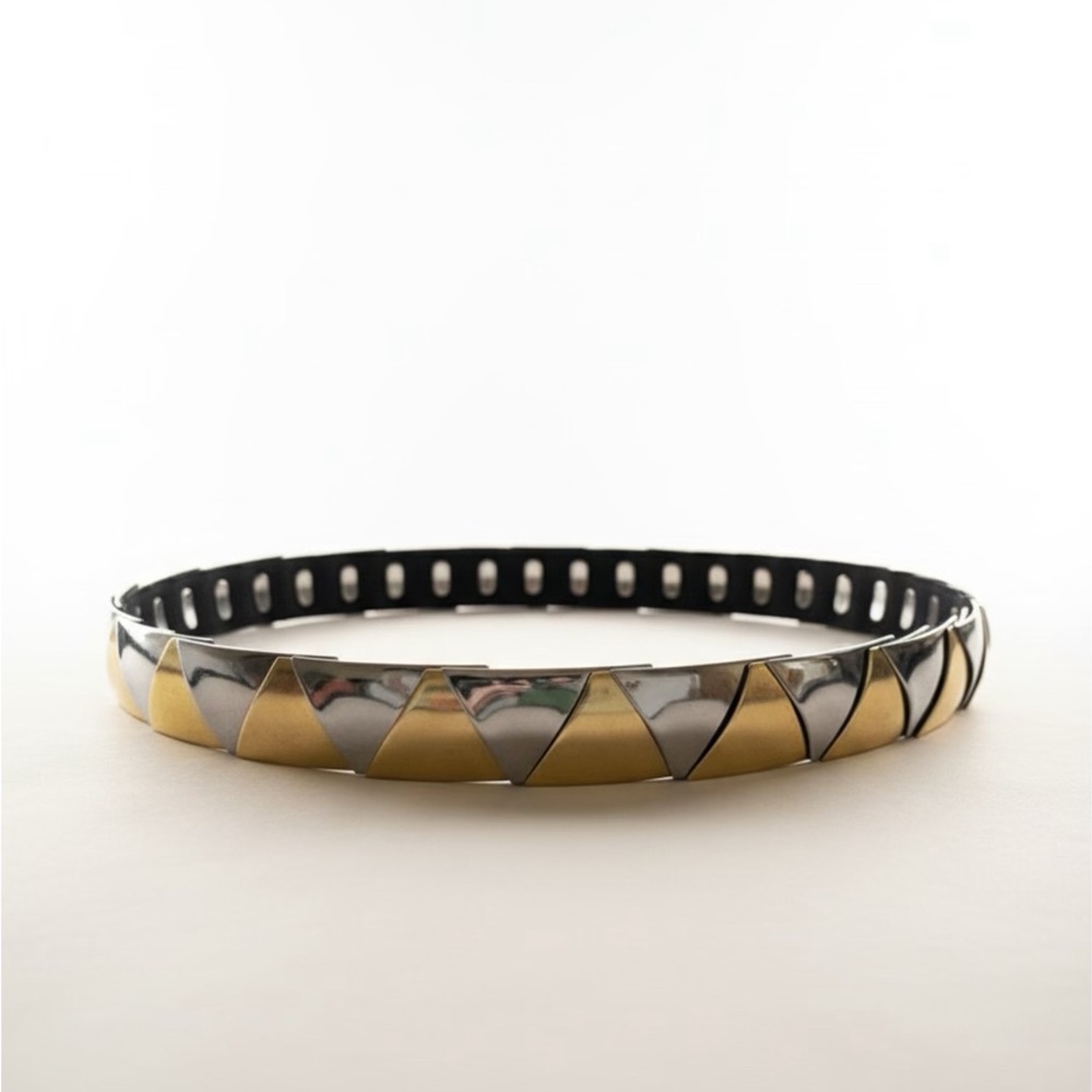 Gold and Silver Metallic Geometric Belt 31”Women Accessories‎